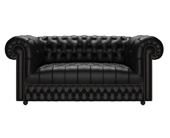 sofa Abingdon 2 osobowa skóra klasyczna czarna