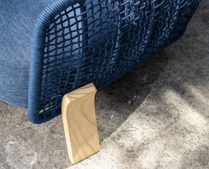 Argo fotel teak poduszki niebieskie