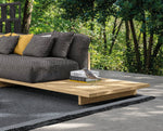narożnik Argo Wood teak ciemne szare poduchy