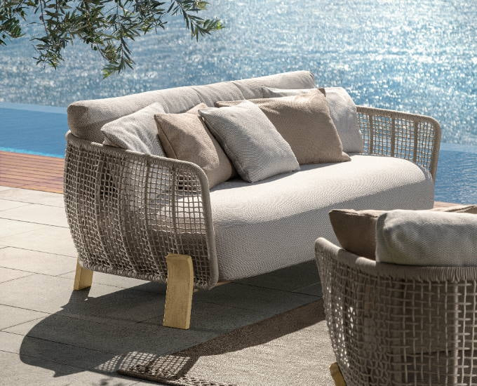 Argo Wood sofa teak poduszki beżowe