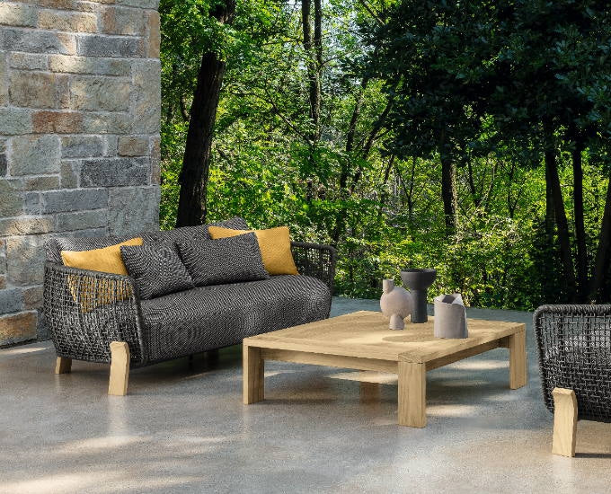 sofa Argo Wood teak ciemny szary