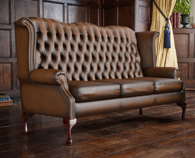 sofa Brighton 3 osobowa antyczny brązowy