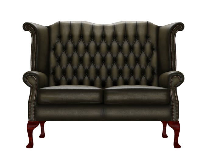 sofa Brighton 2 osobowa antyczny oliwkowy