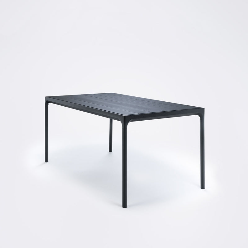 stół prostokątny Four 160 x 90 czarny blat aluminiowy