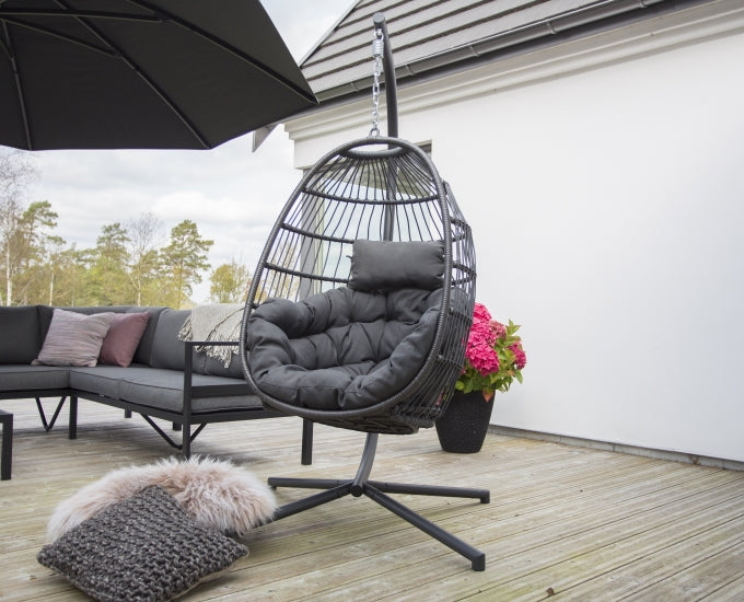 szara huśtawka technorattan Ibiza