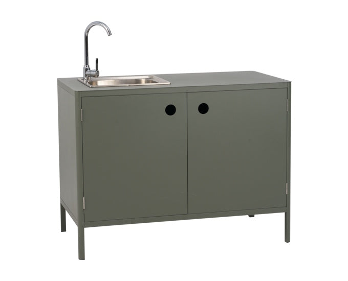 kuchnia ogrodowa aluminiowa zielona Kelia ze zlewem zielona
