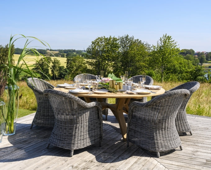 Stół okrągły 180 cm teak Logrono