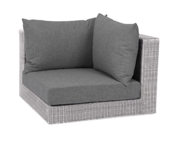 moduł narożny Fontana technorattan aluminium biało szary