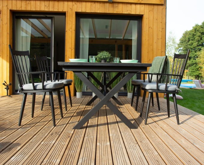 stół Richmond czarny blat hpl szary