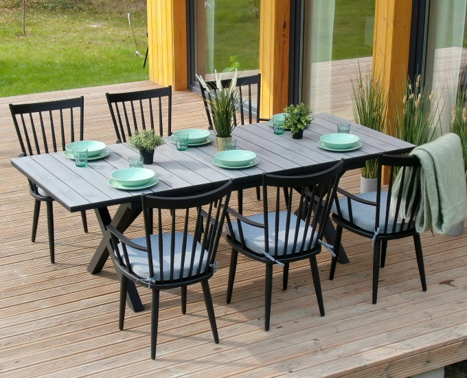 stół Richmond czarny blat hpl szary