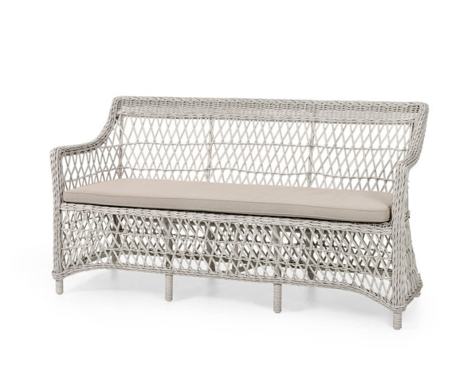 biała ażurowa sofa 3 osobowa technorattan Orleans