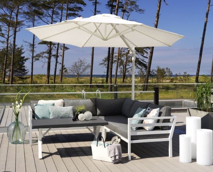 biały narożnik z wodoodpornymi poduchami Brest