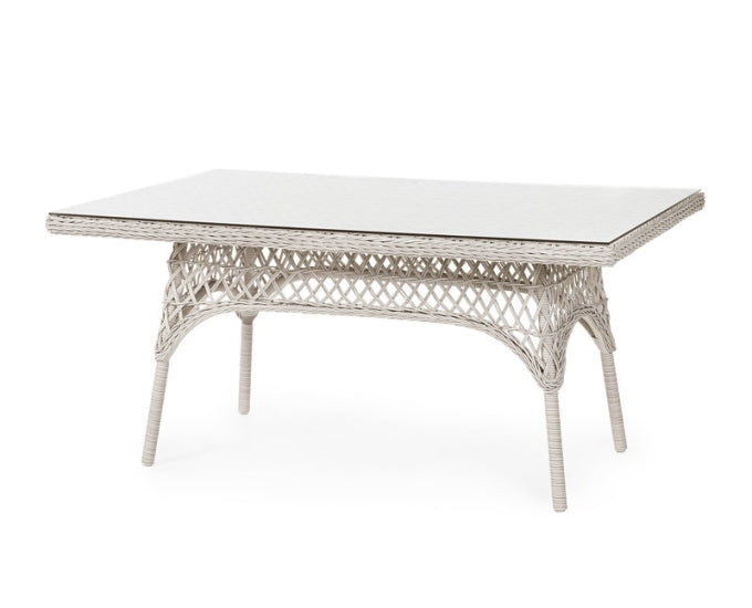 biały ażurowy stół technorattan 150x90 Orleans