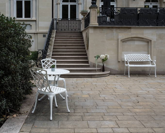 biały zestaw bistro Vichy