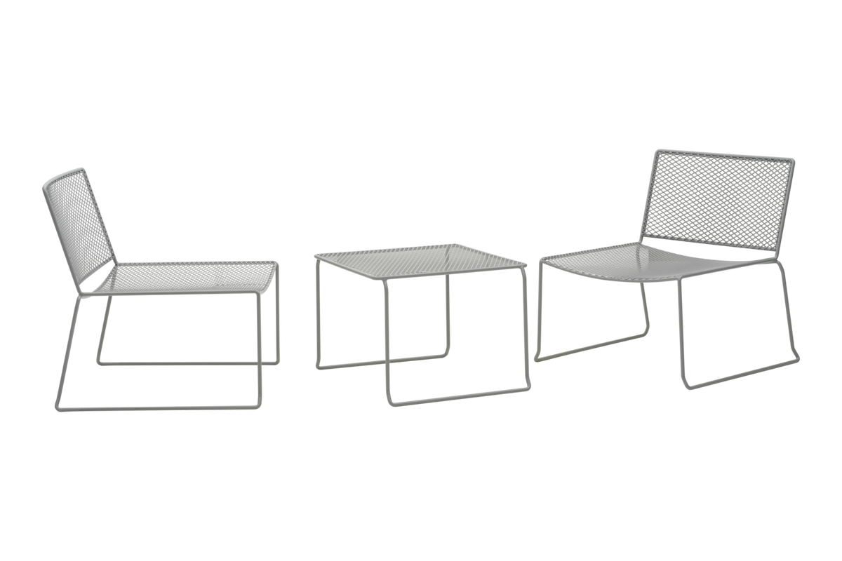 Minimalistyczny stalowy stolik Haru