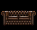 sofa Chesterfield 2 osobowa antyczny brązowy