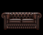 sofa Chesterfield 2 osobowa antyczny czekoladowy