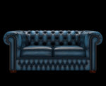sofa Chesterfield 2 osobowa antyczny niebieski