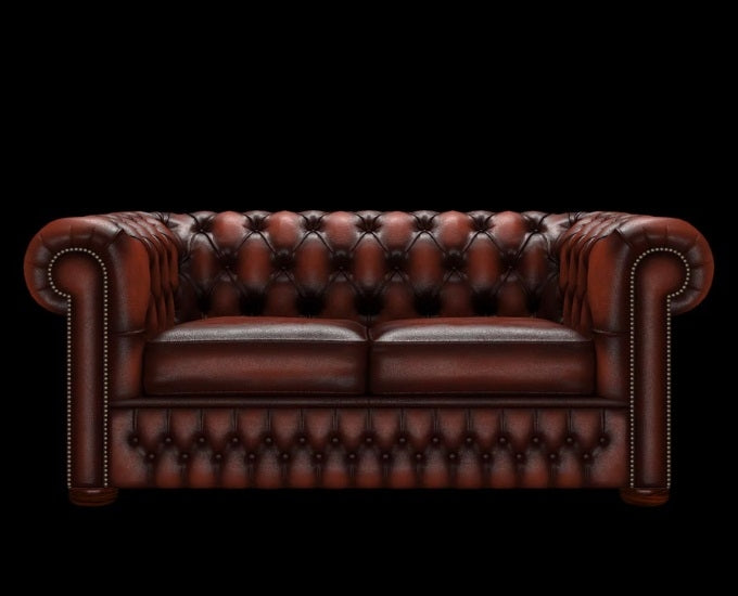 sofa Chesterfield 2 osobowa antyczny orzechowy