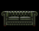 sofa Chesterfield 2 osobowa antyczny zielony