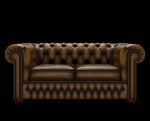 sofa Chesterfield 2 osobowa antyczny złoty
