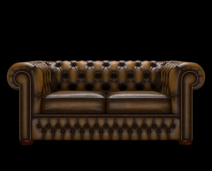sofa Chesterfield 2 osobowa antyczny złoty