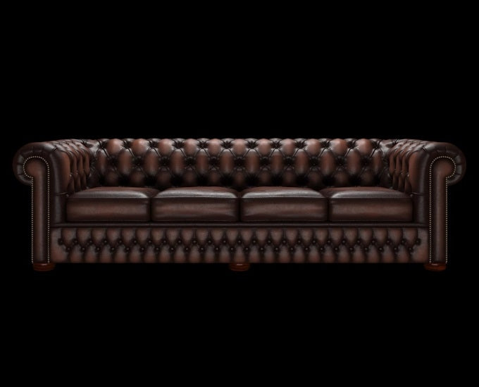 sofa chesterfield 4 osobowa antyczny czekoladowy