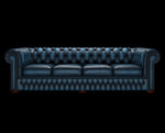sofa chesterfield 4 osobowa antyczny niebieski