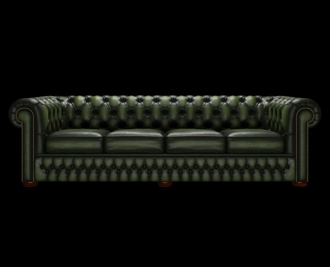 sofa chesterfield 4 osobowa antyczny zielony