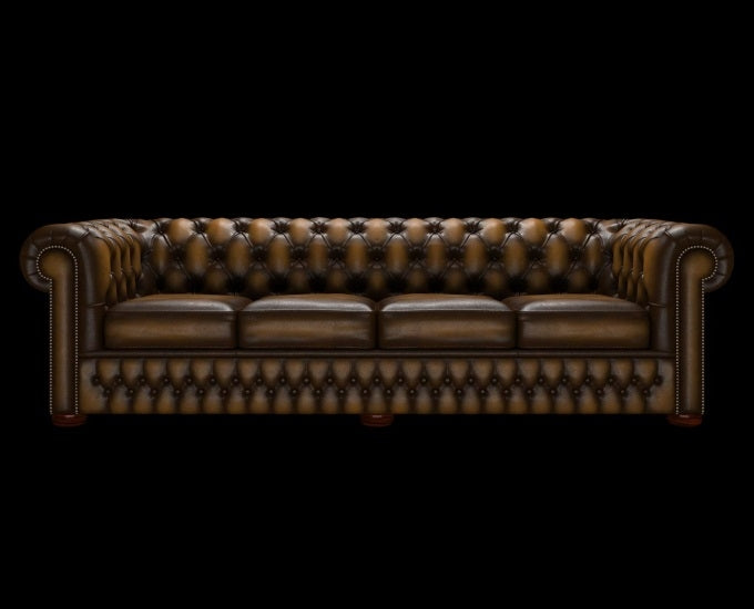 sofa chesterfield 4 osobowa antyczny złoty