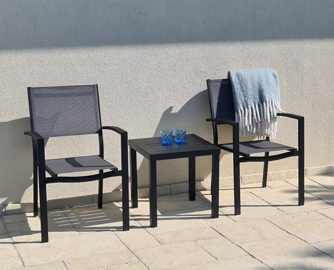 czarne krzesło aluminiowe Toulouse