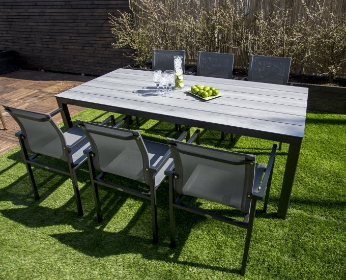 czarny stół Rodez 209x95 szary blat