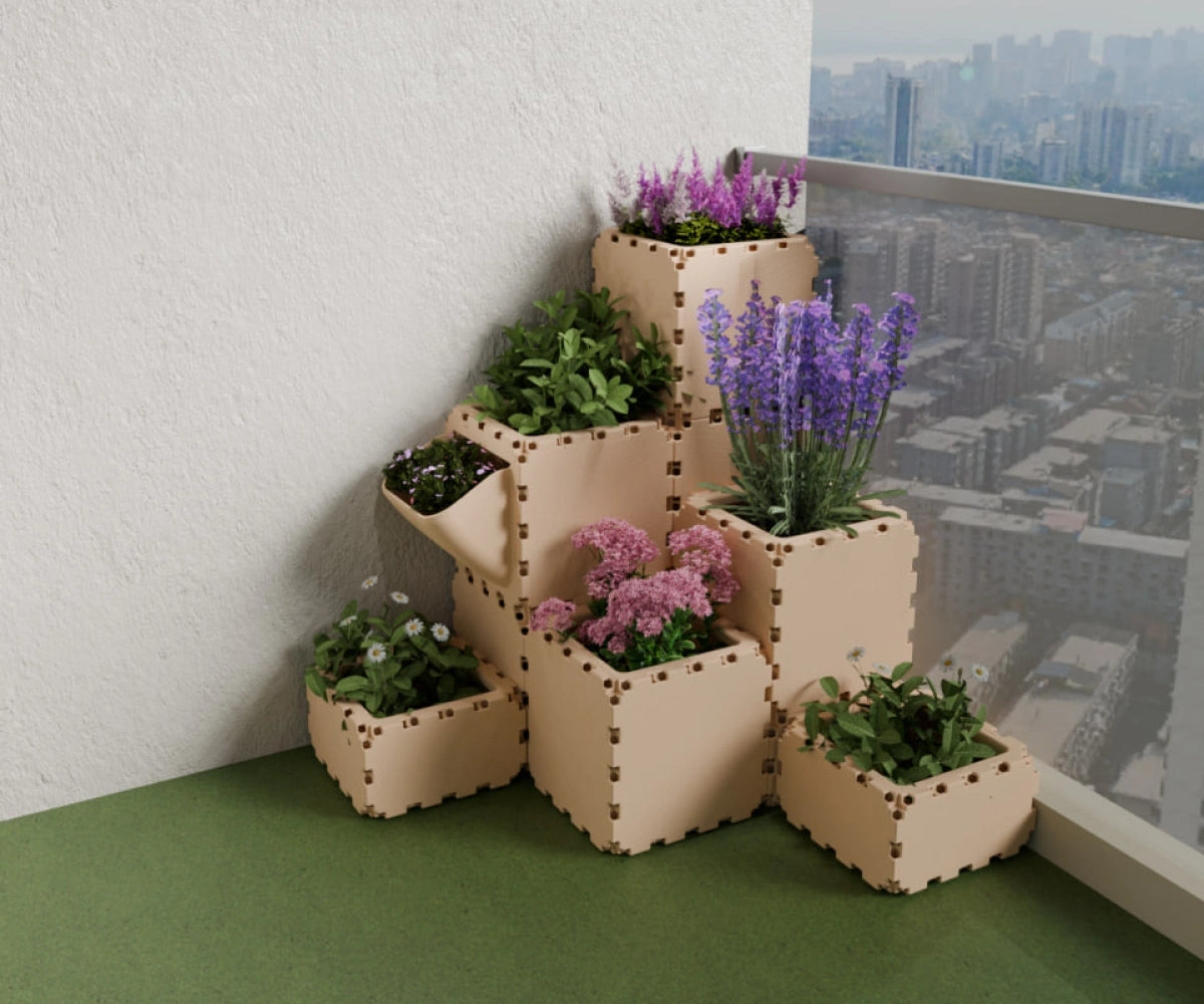 Narożny zestaw donic balkonowych Planter
