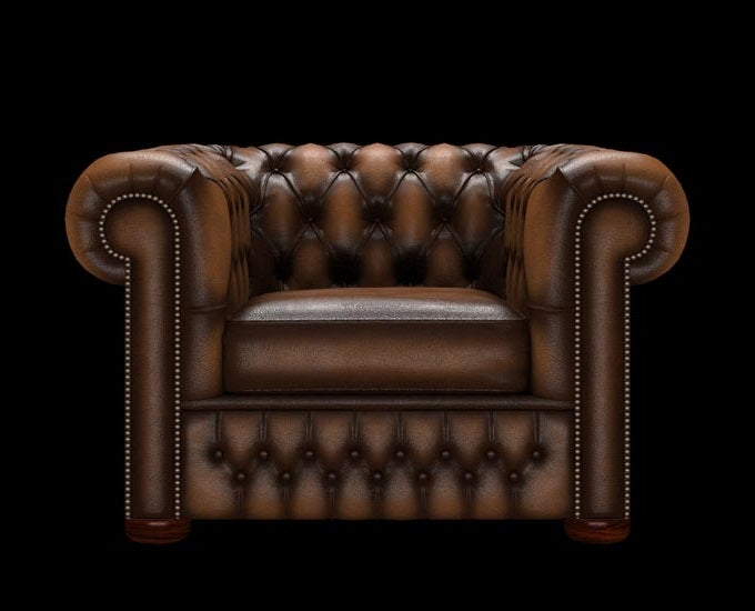 fotel Chesterfield antyczny brązowy