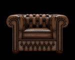 fotel Chesterfield antyczny brązowy