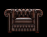 fotel Chesterfield antyczny czekoladowy