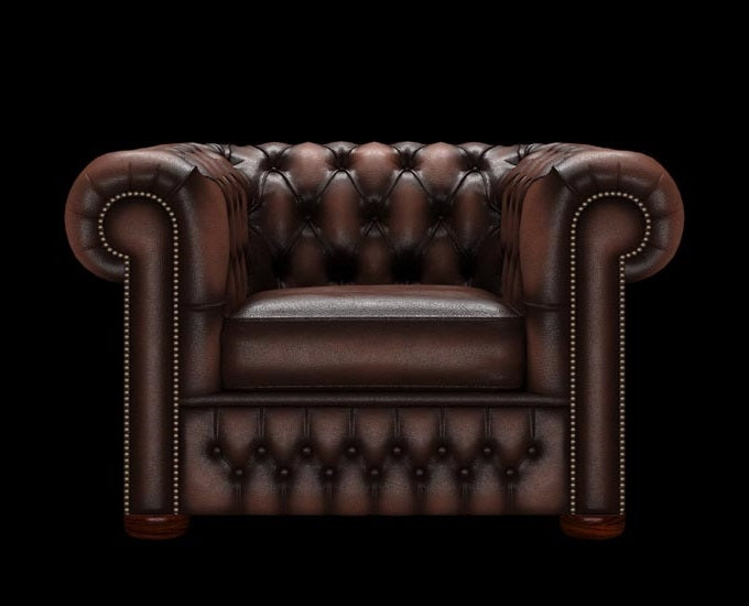 fotel Chesterfield antyczny czekoladowy