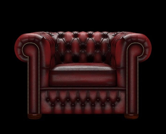 fotel Chesterfield antyczny czerwony