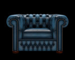 fotel Chesterfield antyczny niebieski