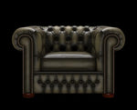 fotel Chesterfield antyczny oliwkowy