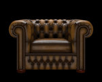 fotel Chesterfield antyczny złoty
