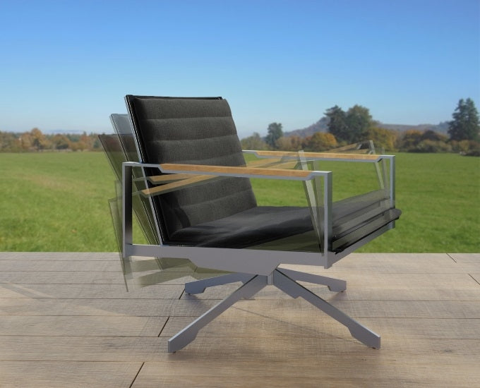 fotel obrotowy ze stali nierdzewnej Gotland