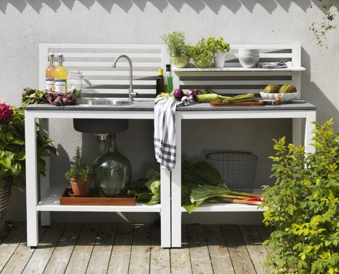 kuchnia ze zlewem biała