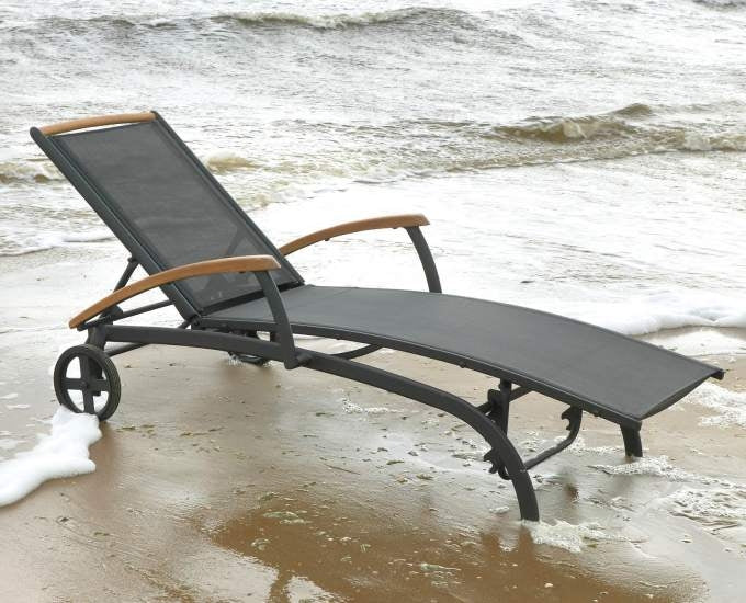 leżak aluminiowy Rennes z teakowym oparciem