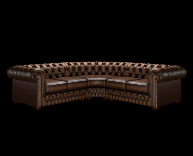 narożnik chesterfield antyczny brązowy