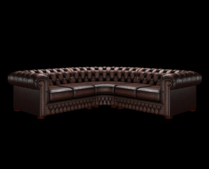 narożnik chesterfield antyczny czekoladowy