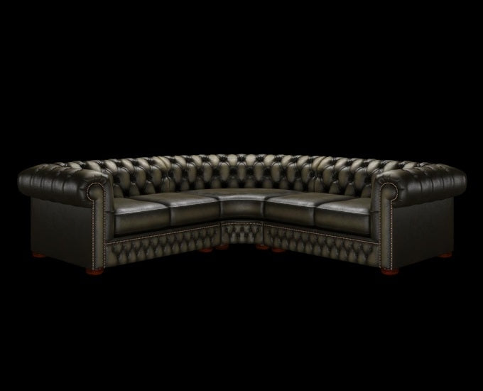 narożnik chesterfield antyczny oliwkowy