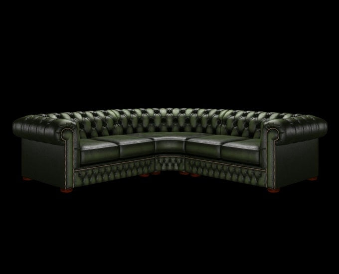 narożnik chesterfield antyczny zielony