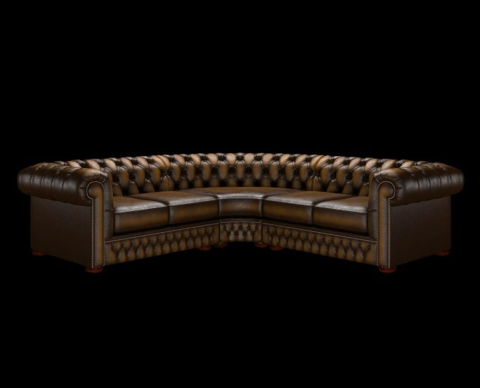 narożnik chesterfield antyczny złoty