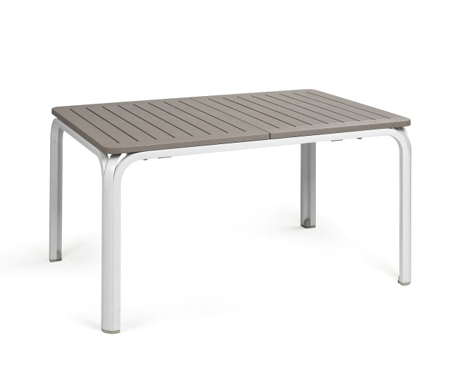 biały stół alloro 140-210 z taupe blatem